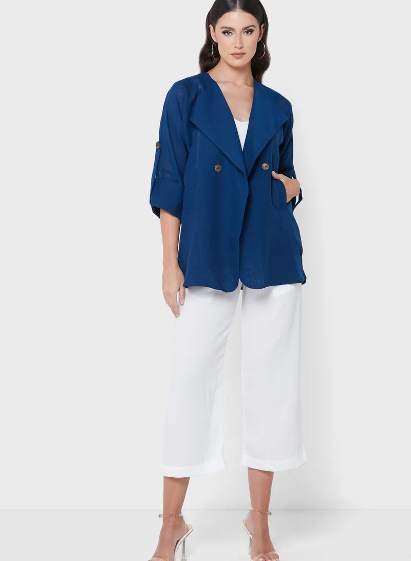 Moistreet Lapel Detail Coat Set