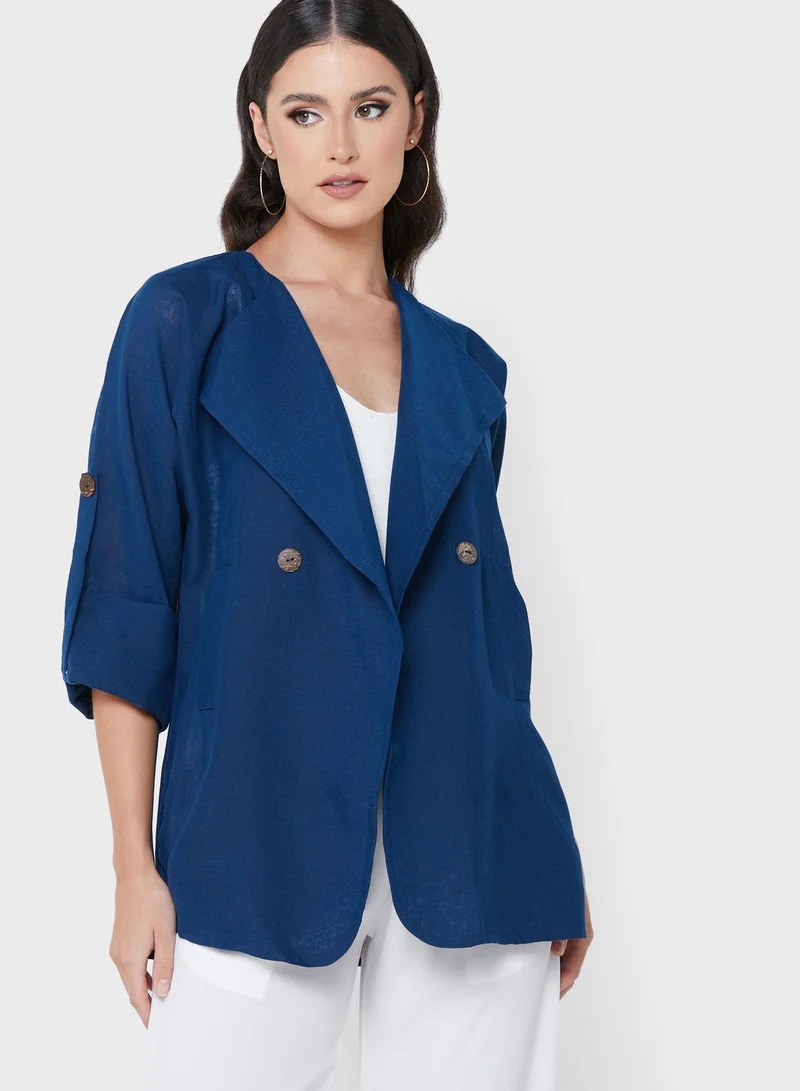Moistreet Lapel Detail Coat Set