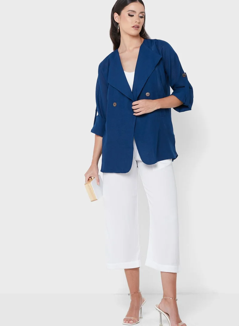 Moistreet Lapel Detail Coat Set
