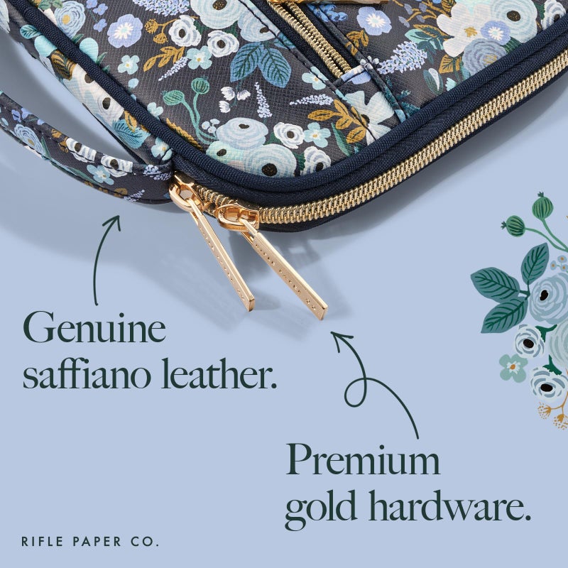 CASE-MATE Rifle Paper Co. Electronic Organizer Travel Case - Portable Tech Pouch w/Multiple Storage Mesh Pockets for Cable, Cord, Charger, Power Bank, AirPods - Airplane Travel Essentials Bag -Garden Party Blue - Image 4