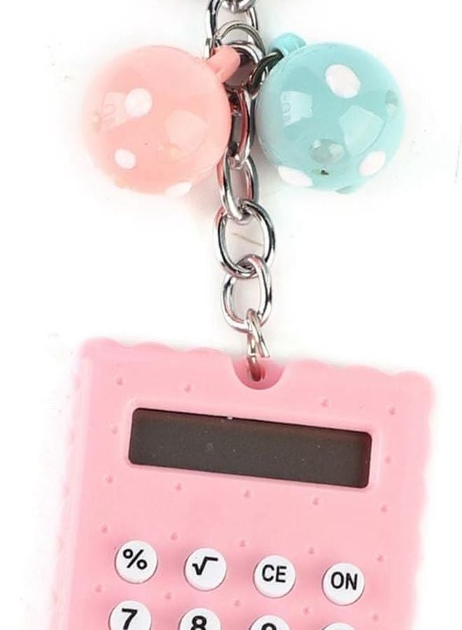 Cute Color 2 Mini Portable Calculator Keychain For Kids Girls Boys Gift - Image 1