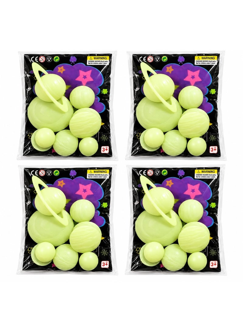 vGRASSP Glow in the Dark Solar System Wall Stickers for Kids, 4 Sets of Luminous Space Planet Decals, Glow in the Dark Planets and Saturn, 15 × 10 × 2 cm, Space-Themed Bedroom, Nursery and Playroom Decoration - Image 1