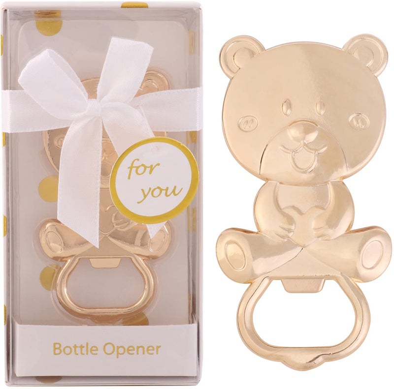 15 Pack Bear Bottle Opener for Baby Shower Favors Metal Beer Opener for Guests Party SouvenirsDecorGift Supplies White