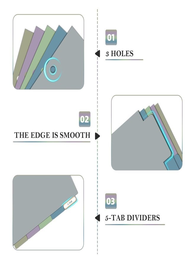 Ospelelf Binder dividers with tabs，dividers for 3 Ring Binder，5 Tab(5.5" * 8.5") - Image 2
