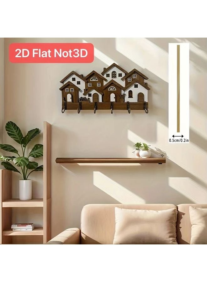 European Style Wooden Wall Mounted Key Holder Rack Modern Entryway Organizer - Image 3