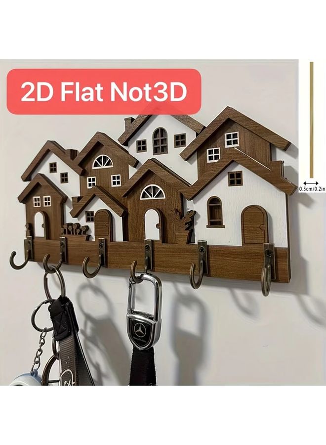 European Style Wooden Wall Mounted Key Holder Rack Modern Entryway Organizer - Image 2