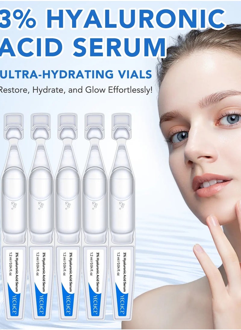 Yecuce 30Pcs Hyaluronic Acid Serum Ultra Hydrating Vials for Face Anti Aging Glow Facial Serum Single Use Hyaluronic Acid Tubes Intensive Hydration Skin Tightening and Smoother face Serum  - Image 2