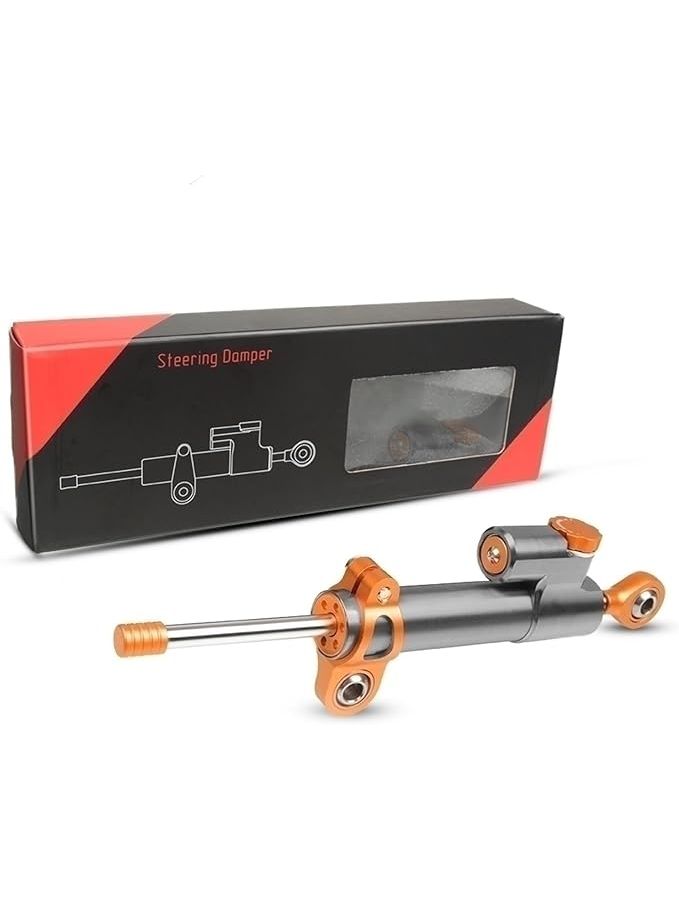 Motorcycle Steering Damper CNC Aluminum Alloy Adjustable Safety Control Orange Gray - Image 1