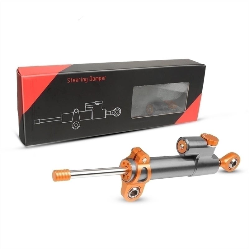 Motorcycle Steering Damper CNC Aluminum Alloy Adjustable Safety Control Orange Gray - Image 2