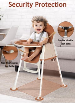 Arabest Portable Baby High Chair With Dining Tray, Adjustable Height, Brown  - Image 2