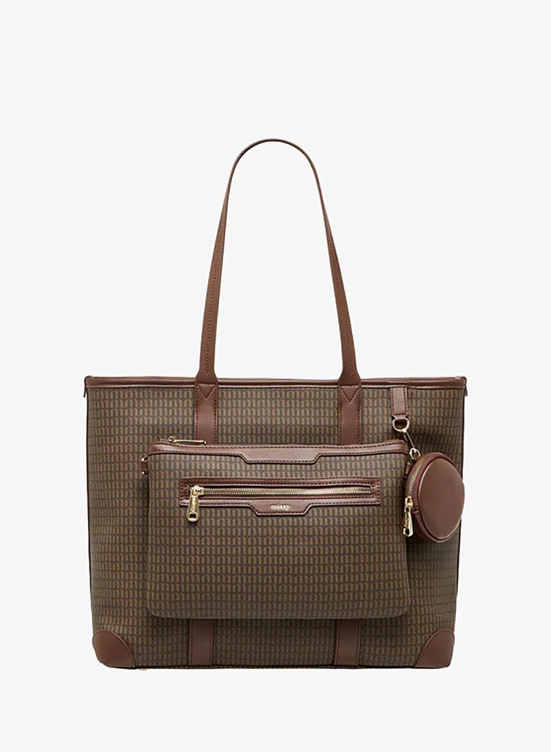MISSY Women Monogram Print Tote Bag with Double Handle and Detachable Pouch