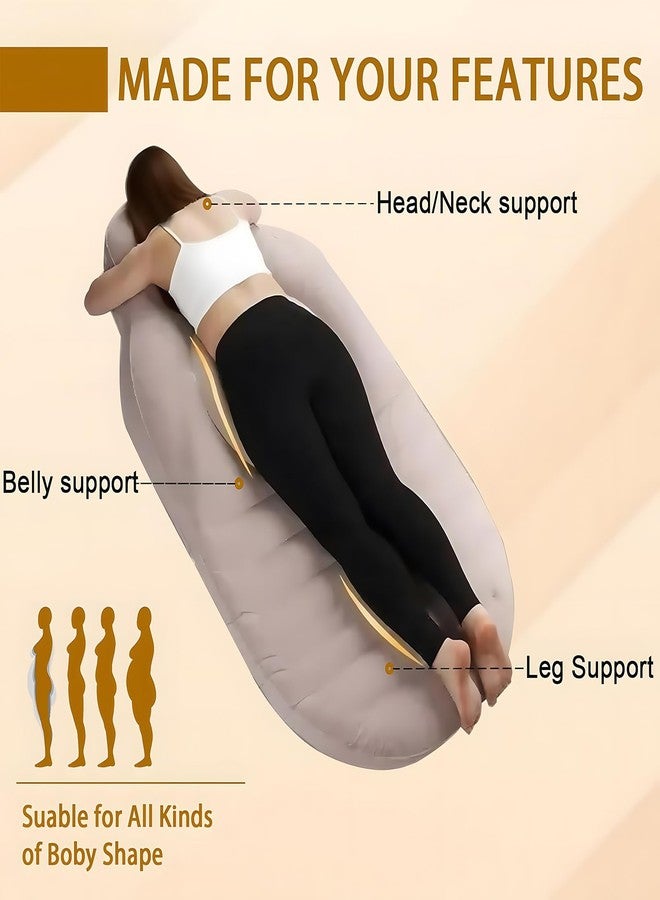 SEARART Inflatable Pregnancy Pillow for Sleeping: Full-Body Maternity Pillow with Delly/Head Holes for Pregnant Women - Comfort for Stomach & Side Sleepers (Khaki) - Image 2