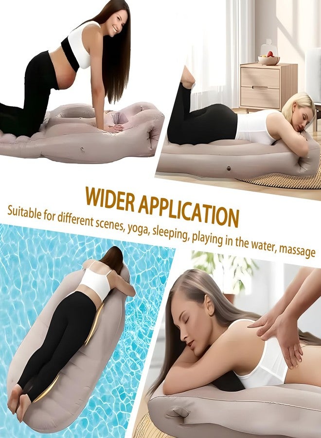 SEARART Inflatable Pregnancy Pillow for Sleeping: Full-Body Maternity Pillow with Delly/Head Holes for Pregnant Women - Comfort for Stomach & Side Sleepers (Khaki) - Image 3