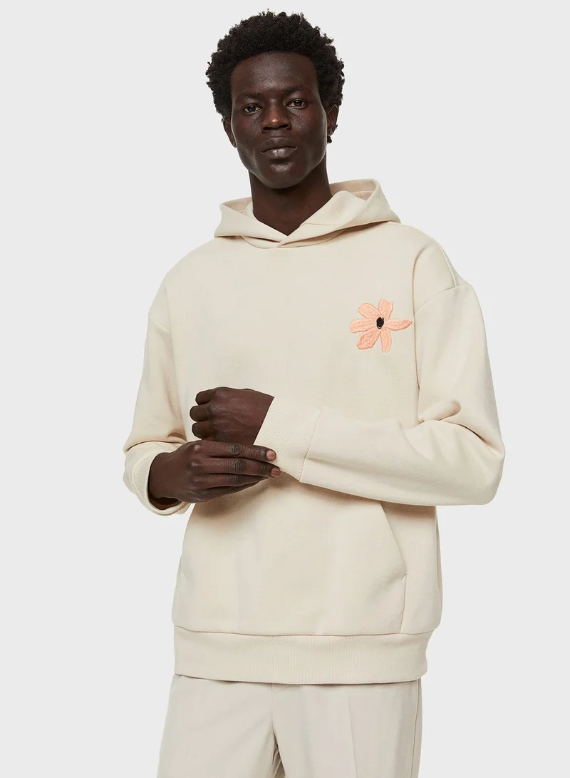 H&M Embroidered Regular Fit Hoodie