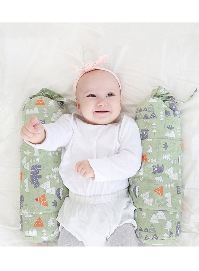 2 PCS Baby Anti Roll Side Sleep Pillow With Connecting Bands, Adjustable Infant Positioning Neck Back Cushion Accompany Sleeping Pillows for Unisex Toddlers