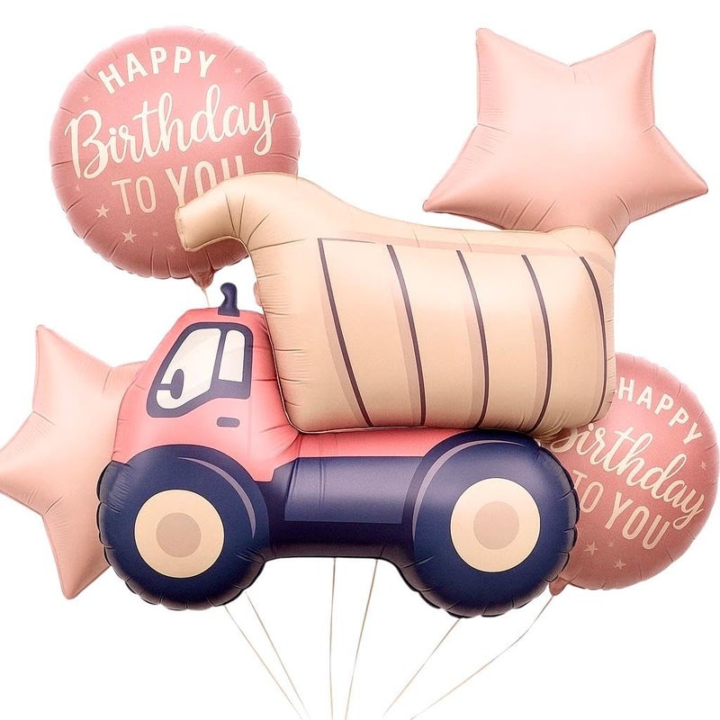 فام FAM البناء شاحنة ستار الموضوع 5 قطعة عيد ميلاد بالون مجموعة زينة الحفلات للأولادمتعة للأطفال حفلة عيد ميلاد - Image 2