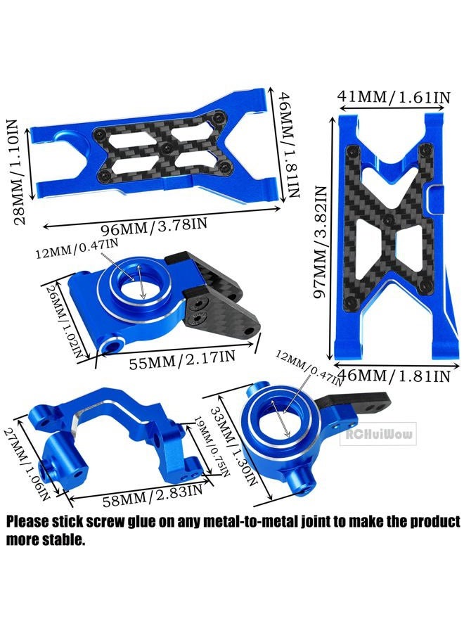 RCHuiWow RC Alloy Suspension Arms & Caster Blocks C-Hub & Rear Stub Axle Carriers & Steering Blocks Upgrades Part for 1/10 Granite 3S BLX & Mega 550,Senton 3S BLX & Mega 550,Vorteks 3S BLX,Navy Blue - Image 4