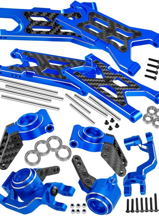 RCHuiWow RC Alloy Suspension Arms & Caster Blocks C-Hub & Rear Stub Axle Carriers & Steering Blocks Upgrades Part for 1/10 Granite 3S BLX & Mega 550,Senton 3S BLX & Mega 550,Vorteks 3S BLX,Navy Blue - Image 1