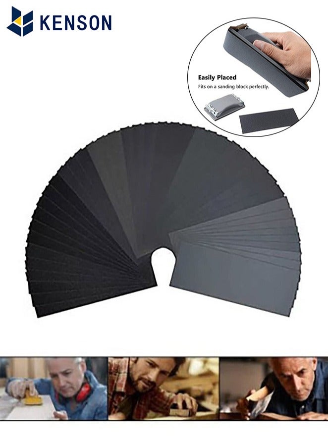 KENSON 36 Sheets Sandpaper, Premium Wet Dry Waterproof Sand Paper, 400 to 3000 Assorted Grit Sanding Paper for Wood Furniture Finishing, Metal Sanding and Automotive Polishing  - Image 1