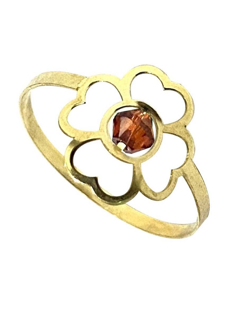 Hamsa.ae 18K Pure Gold Elegant Flower Zircon Stone Ring  - Image 3