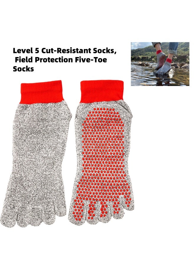 Level 5 Cut-Resistant Socks, Outdoor Protective Five-Toe Socks, Beach Anti-Slip Socks with Adhesive（One size）  - Image 1