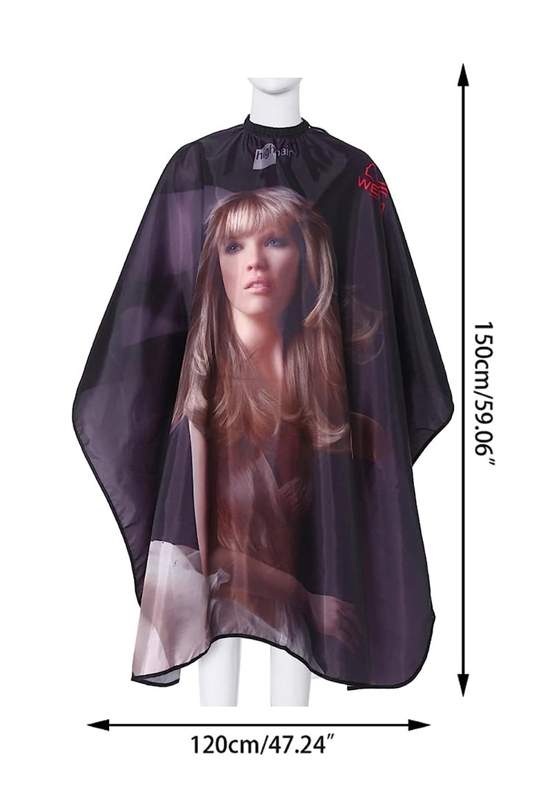 Maple MAPLE Waterproof Professional Salon Cape Nylon Premium Printed Hair Cutting Cape Sheet Heavy Quality Barber Hairdressing Cape Hair Cutting Cloth Salon Accessories for Men Women Kids Black - Image 2