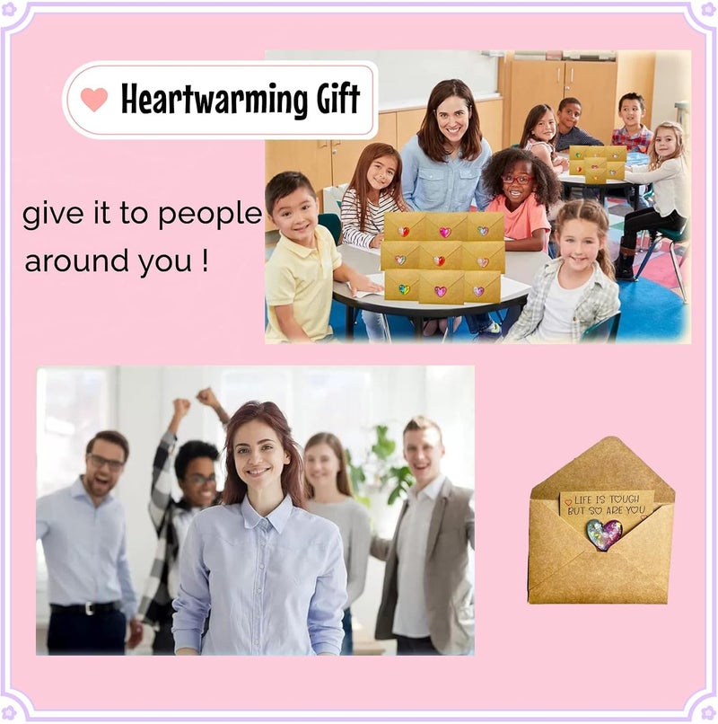 18 Sets Mini Pocket Hug Tokens with Heart Shape Stones & Motivational Quote Cards, Small Envelopes for Encouragement, Inspirational Bulk Gifts for Friends, Family, Colleagues - Image 3