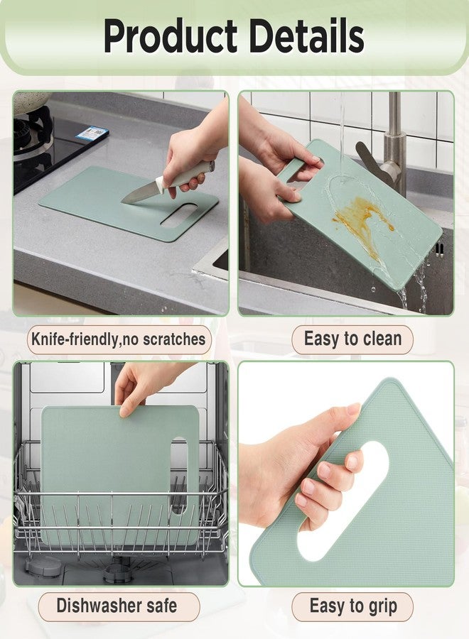 Ziliny 3 Pcs Flexible Small Cutting Boards for Small Kitchen, Thin Plastic Cutting Board Set with Easy Grip Handle, Space Saving Colorful Boards for Apartment, Rv, Meat, Vegetables - Image 3