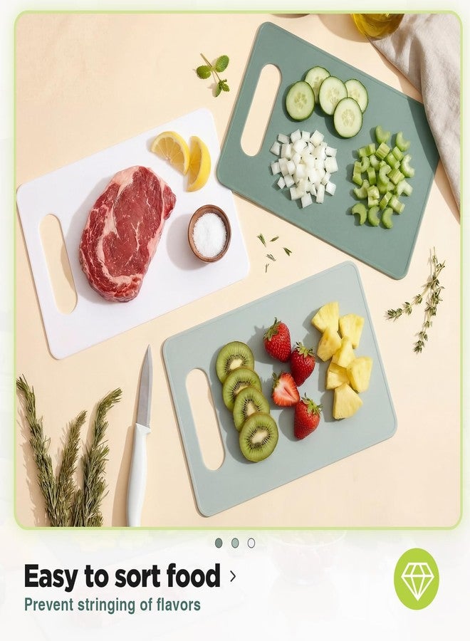Ziliny 3 Pcs Flexible Small Cutting Boards for Small Kitchen, Thin Plastic Cutting Board Set with Easy Grip Handle, Space Saving Colorful Boards for Apartment, Rv, Meat, Vegetables - Image 5