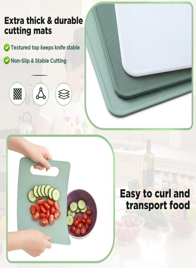 Ziliny 3 Pcs Flexible Small Cutting Boards for Small Kitchen, Thin Plastic Cutting Board Set with Easy Grip Handle, Space Saving Colorful Boards for Apartment, Rv, Meat, Vegetables - Image 4
