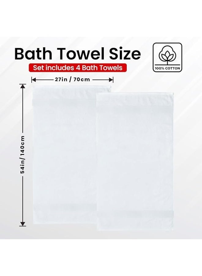 Safi Plus Towel Set 8-Pack Premium 100% Combed Cotton Super soft & Absorbent Lightweight White Towel Set - 2 Bath Towels, 2 Hand Towels, 4 Washcloths Luxury Hotel Quality Bathroom Towels - Image 2