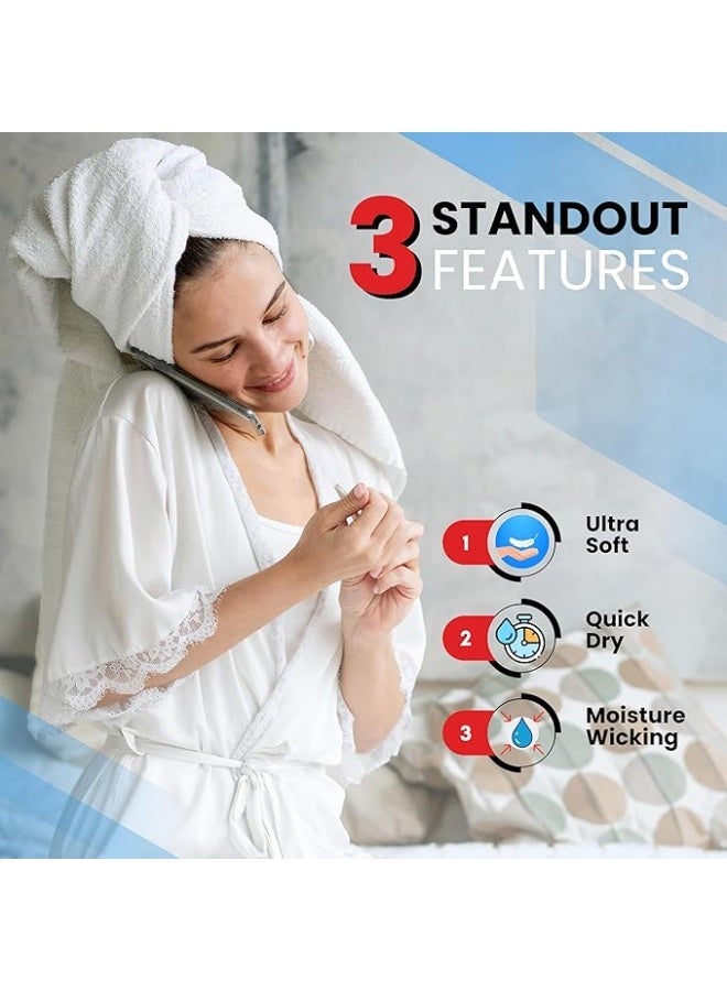 Safi Plus Towel Set 8-Pack Premium 100% Combed Cotton Super soft & Absorbent Lightweight White Towel Set - 2 Bath Towels, 2 Hand Towels, 4 Washcloths Luxury Hotel Quality Bathroom Towels - Image 3