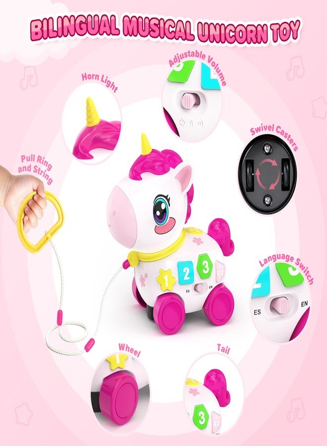 MOISTAR Bilingual Musical Crawling Toy for 1 Year Old Girl Gifts,Musical Unicorn Toys for Baby 6-12 Months,Baby Toys 6-12-18 Months,Toddler Educational Toy,Birthday Gifts with Music Light,Baby - Image 2