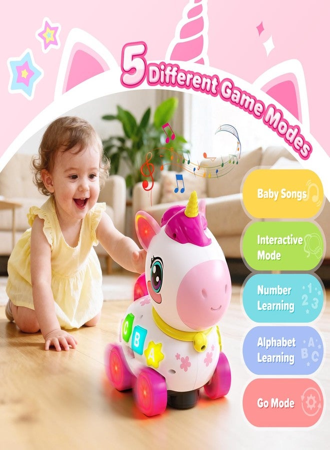 MOISTAR Bilingual Musical Crawling Toy for 1 Year Old Girl Gifts,Musical Unicorn Toys for Baby 6-12 Months,Baby Toys 6-12-18 Months,Toddler Educational Toy,Birthday Gifts with Music Light,Baby - Image 4
