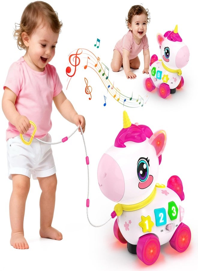 MOISTAR Bilingual Musical Crawling Toy for 1 Year Old Girl Gifts,Musical Unicorn Toys for Baby 6-12 Months,Baby Toys 6-12-18 Months,Toddler Educational Toy,Birthday Gifts with Music Light,Baby - Image 1