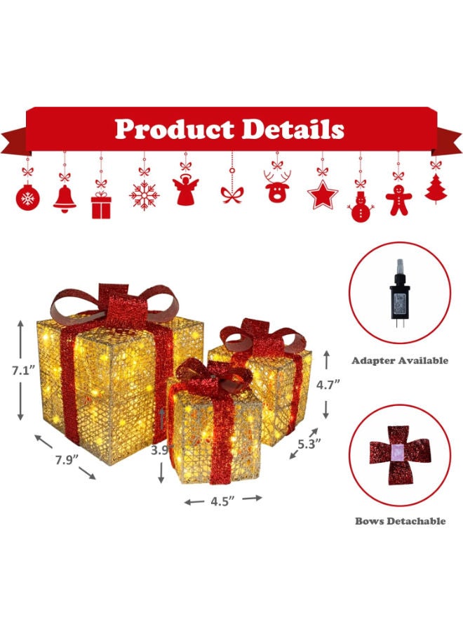 Lighted Gift Boxes Set of 3 - Image 3