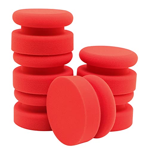 SPTA Tire Shine Applicator 6Pcs Foam Applicator Pads Round Shape Side Pressing Hand Polishing Sponge Pads Kit Tire Shine Applicator Pad Tire Dressing Applicator Pad for Applying Tire Shine