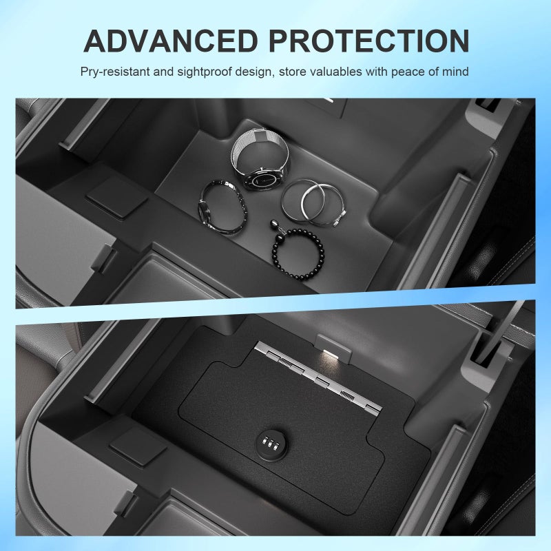 SZYANG Center Console Safe Organizer Compatible with 2023-2026 Chevy Silverado GMC Sierra 1500 Redesigned 2022 Model Lock Box Console Safe Vault Replacement for 2022-2026 Chevy Silverado Accessories - Image 3