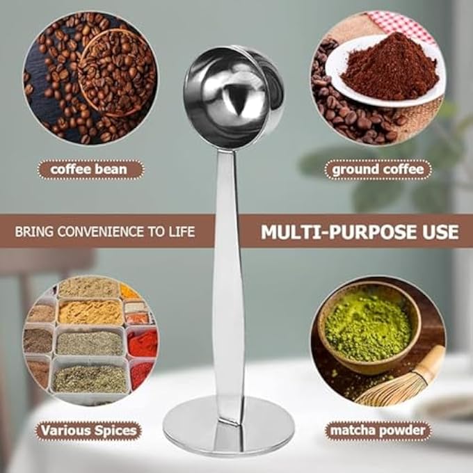 Unity Espresso Scoop 2 In 1 Stainless Steel Coffee Scoop Tamping DualPurpose Coffee Spoon Powder Hammer Tamper Multi Function Spoon Holder Coffee Tools For Measuring And Tamping - Image 5