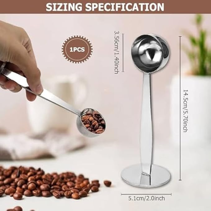 Unity Espresso Scoop 2 In 1 Stainless Steel Coffee Scoop Tamping DualPurpose Coffee Spoon Powder Hammer Tamper Multi Function Spoon Holder Coffee Tools For Measuring And Tamping - Image 3