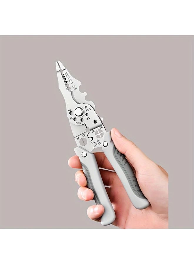 Grey 1 قطعة كماشة قطع الأسلاك الصناعية المحترفة وأداة العزل والكبس - Image 1