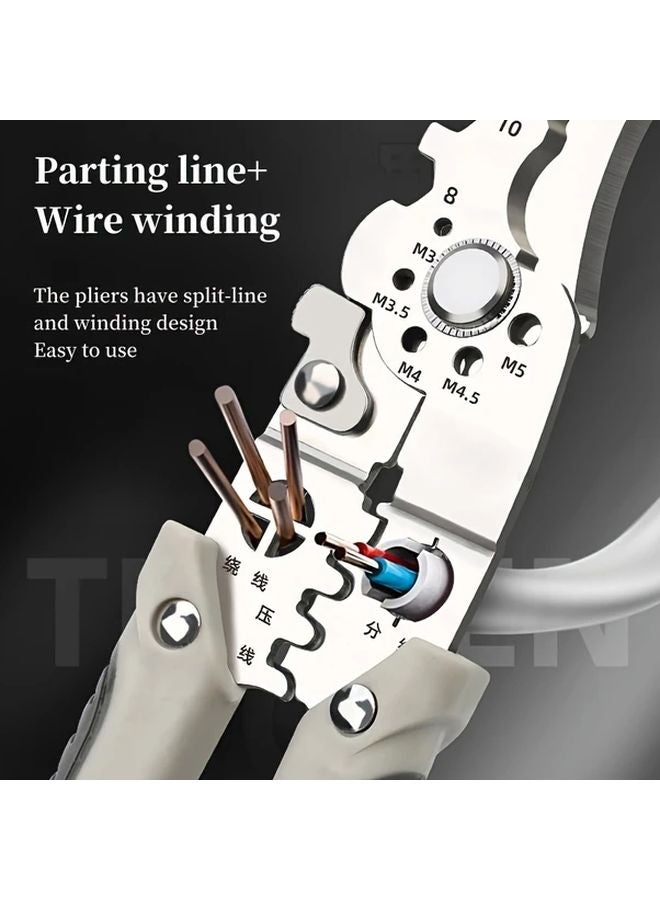 Grey 1 قطعة كماشة قطع الأسلاك الصناعية المحترفة وأداة العزل والكبس - Image 5