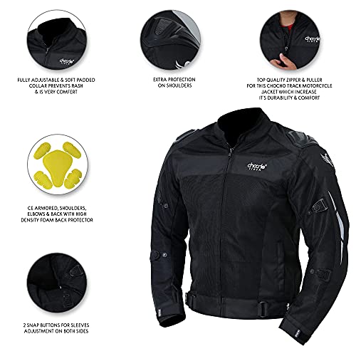 ChoCho Track Chocho Mesh Motorcycle Jacket for Men Summer Motorbike Riding Jacket with Armor Racing Protection Jacket (Medium, Black) - Image 3
