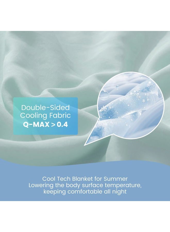 Snowman Cooling Comforter King Size Double-Sided, Soft Cooling Blanket for Hot Sleepers, Cold Touch Fabric Summer Quilt, Lightweight Q-Max>0.4 Silk Smooth (Green/Butter, 106"x90") - Image 3