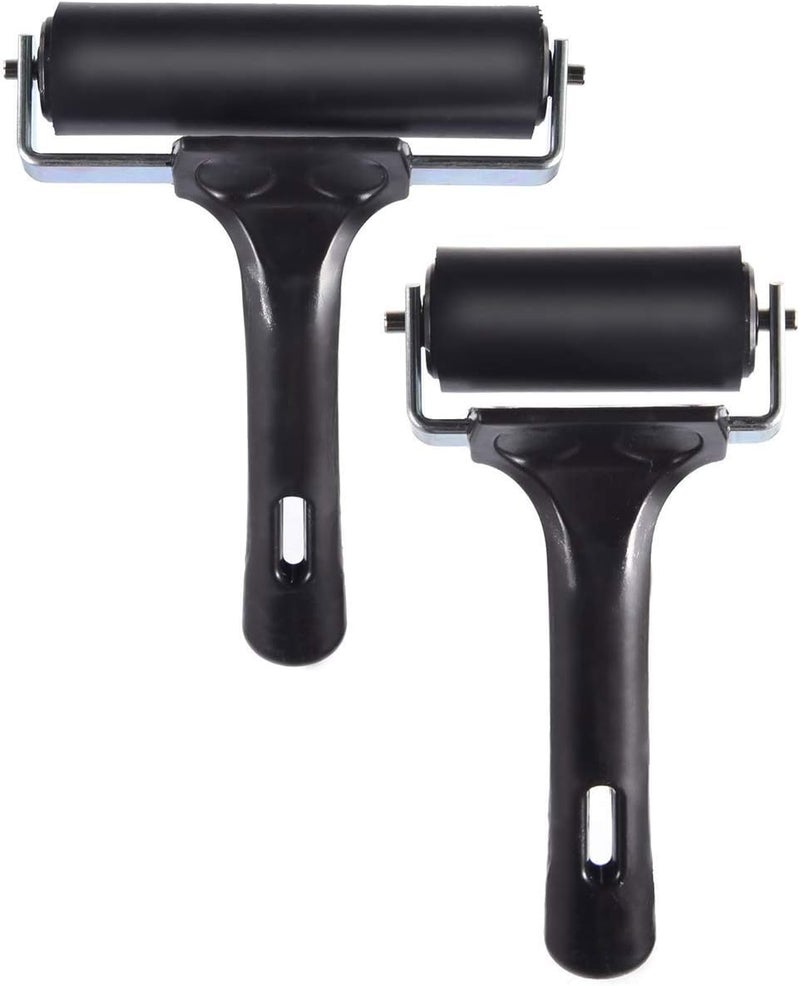 AKIRO 2Pcs Rubber Brayer Roller for Printmaking, Great for Gluing Application Also. (4inch+2.2 inch) - Image 1