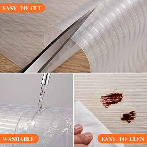 Mcrbeay 17.5 Inches x 20 Ft Refrigerator Liners Shelf Liner, Fridge Liners Non Slip Washable, Drawer Liners Non Adhesive Waterproof, Durable Fridge Mats for Glass Shelves, Cupboard, Pantry, Clear - Image 4