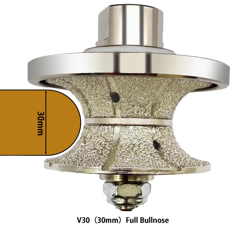VANEPIC V30 Diamond Full Bullnose Profile Wheel Diamond Hand Profiler Router Bit Wheel Vacuum Brazed with 5/8-11 Thread for Grinder Polisher Granite Marble Concrete and Countertop Edge Shaping - Image 2