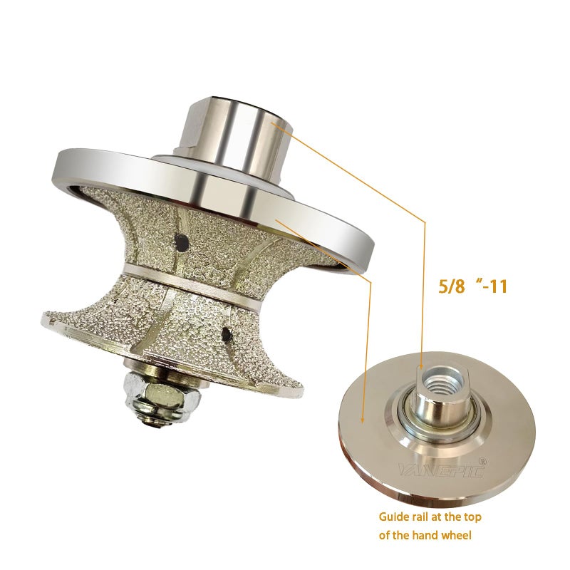 VANEPIC V30 Diamond Full Bullnose Profile Wheel Diamond Hand Profiler Router Bit Wheel Vacuum Brazed with 5/8-11 Thread for Grinder Polisher Granite Marble Concrete and Countertop Edge Shaping - Image 5