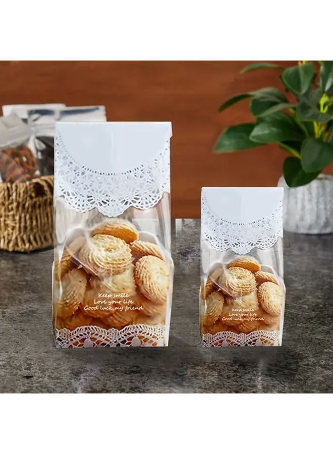 50pcs Elegant Lace Design Transparent Food Safe Cellophane Bags For Gift Packaging - Image 4