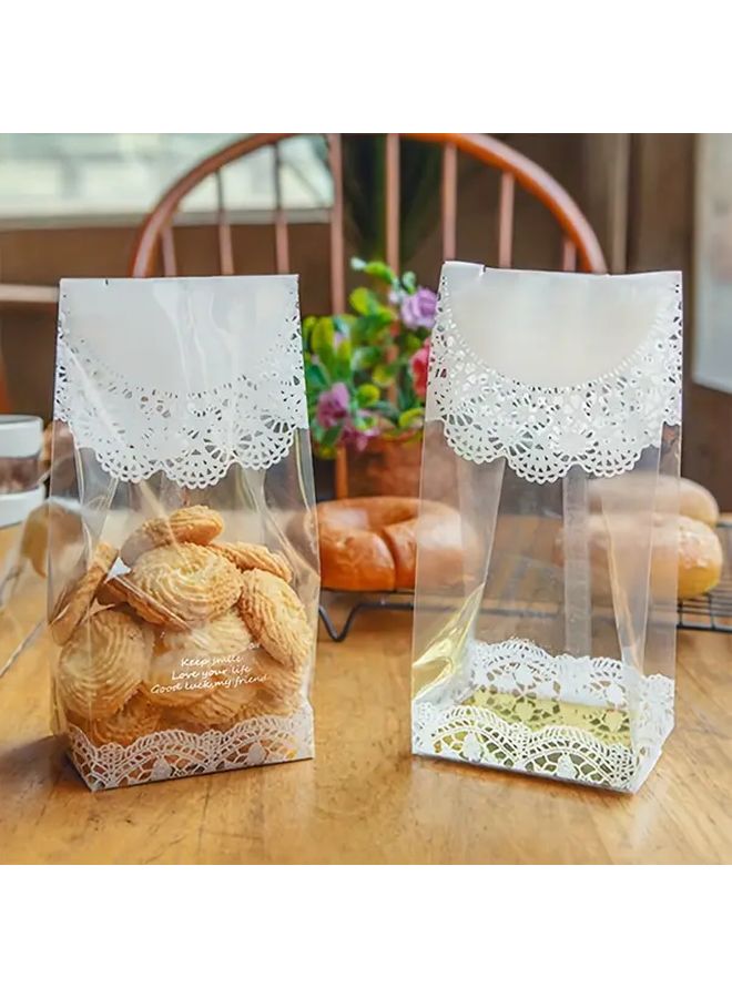 50pcs Elegant Lace Design Transparent Food Safe Cellophane Bags For Gift Packaging - Image 1